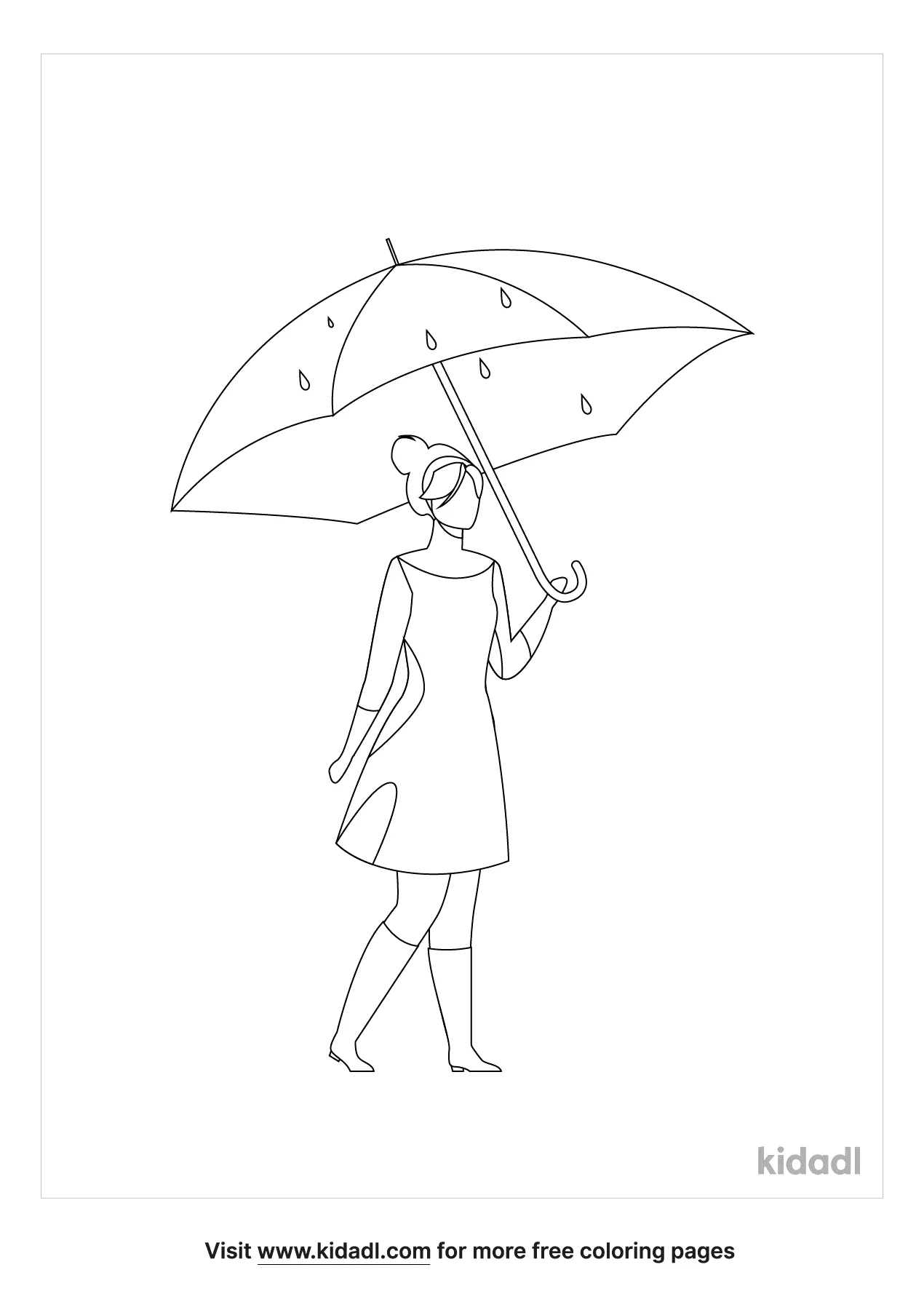 Person With Umbrella Coloring Page