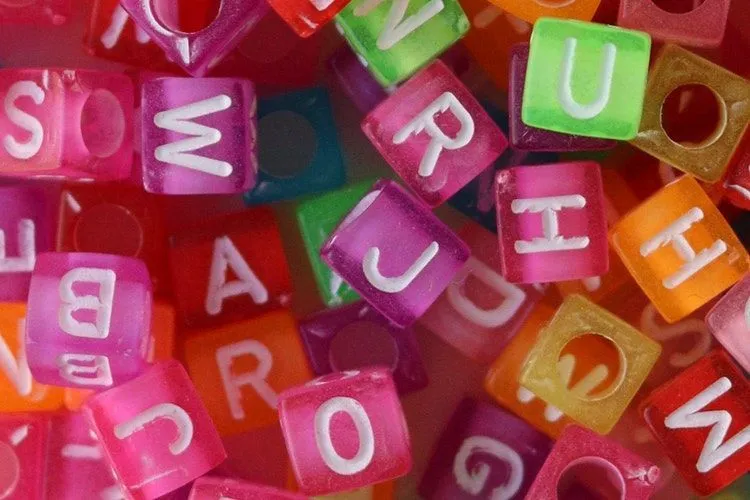 Colorful cubes with alphabets embossed