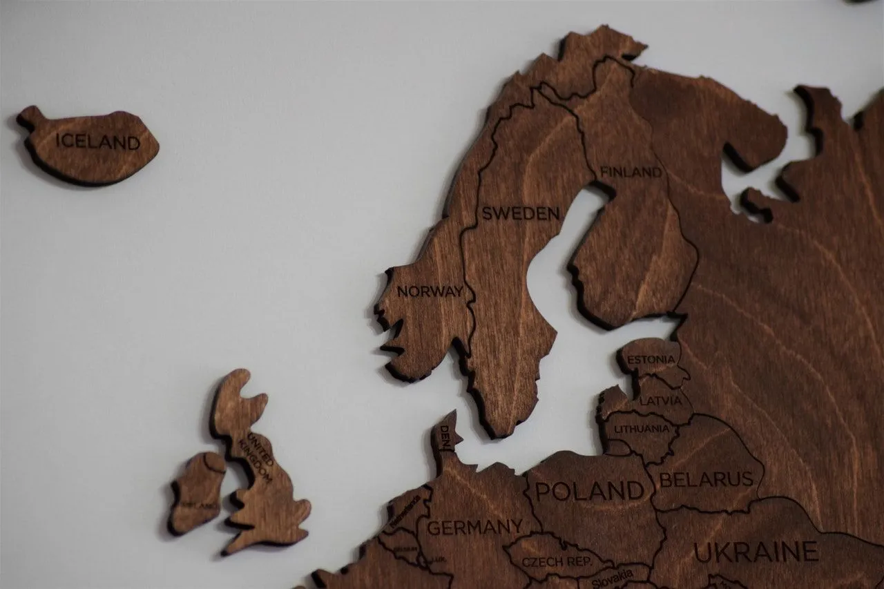 Wooden map of Europe including Sweden