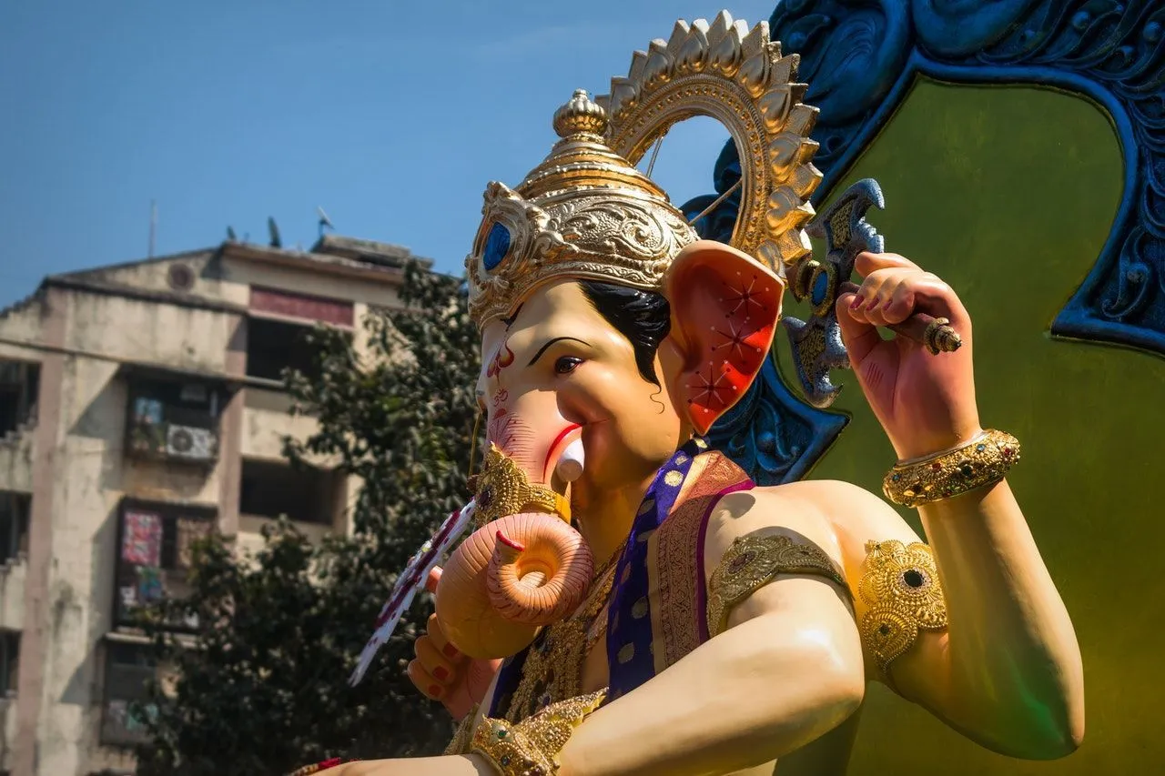 Lord Ganesha statue is taken to the mandal in Mumbai for Ganesh Chaturthi festival