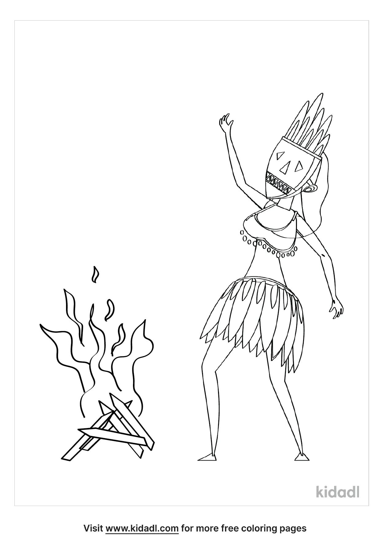 Polynesian Fire Dancer Coloring Page