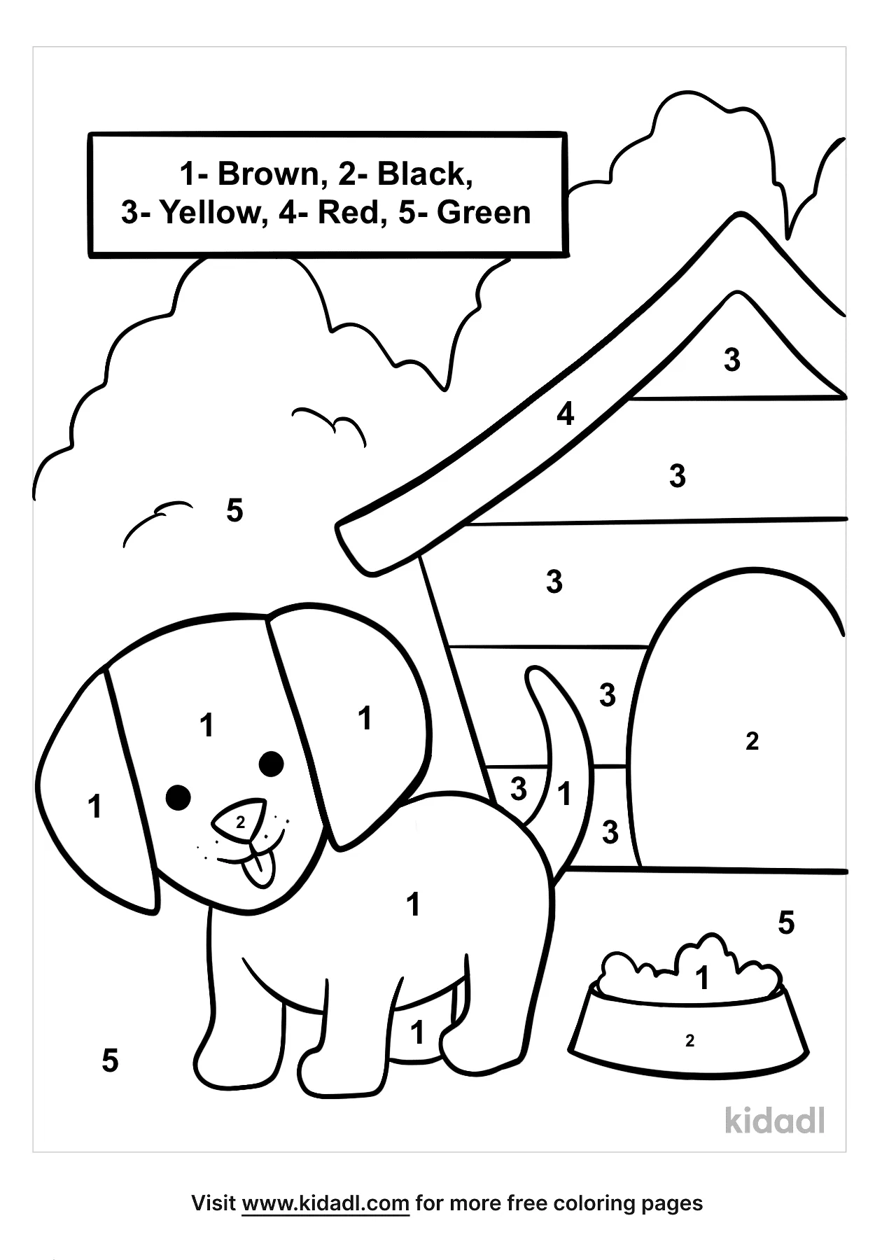 Puppy Color By Numbers Coloring Page | Free Color-by-number Coloring ...