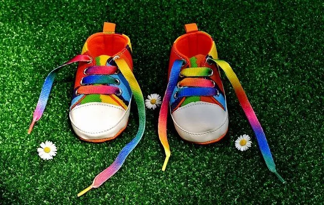 Rainbow colored baby shoes