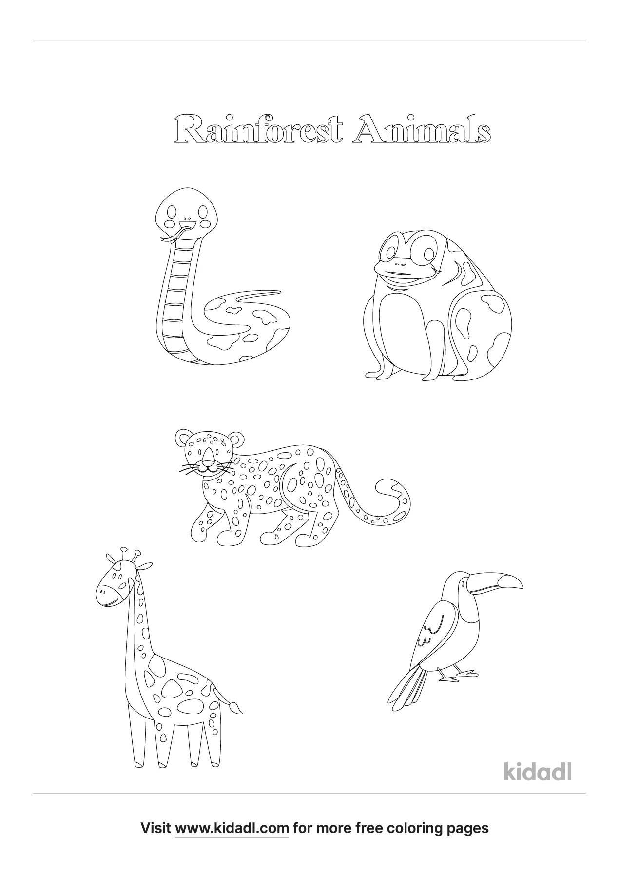 Free Rainforest Animals Coloring Page | Coloring Page Printables | Kidadl
