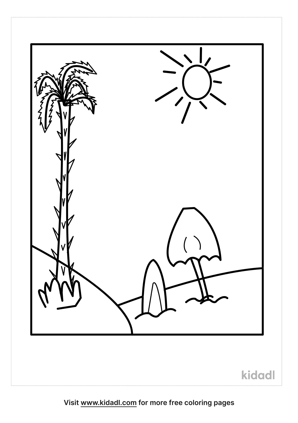 Realistic Beach Coloring Page