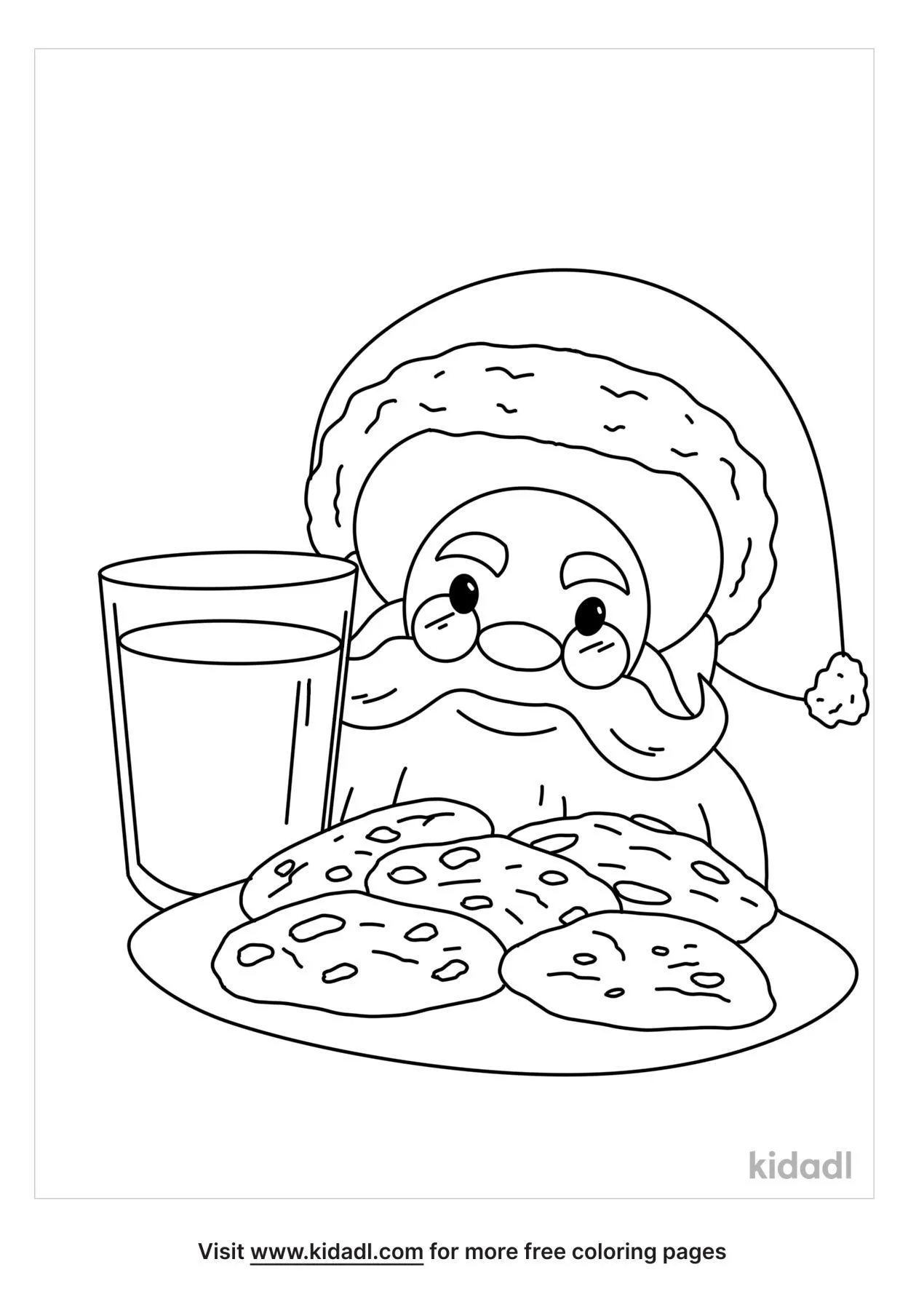 Santa With Cookies And Milk Coloring Page