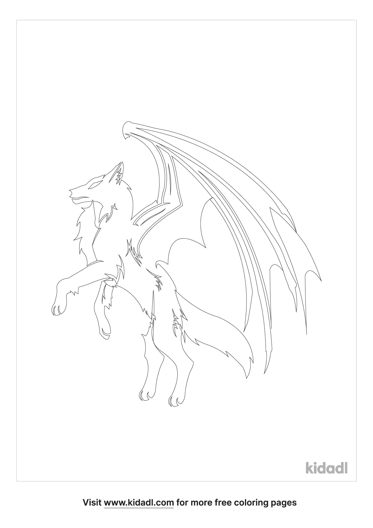 coloring pages of wolves with wings