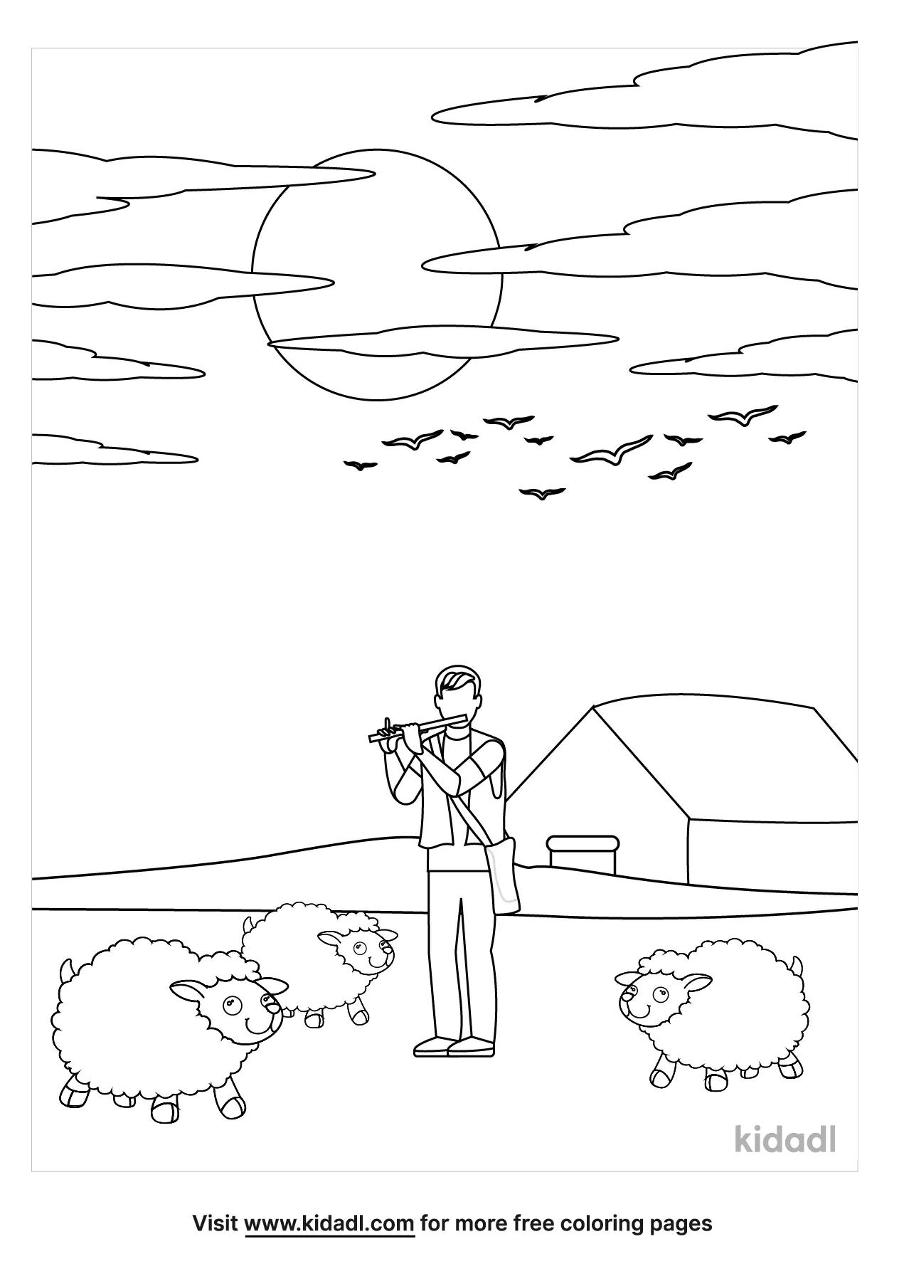 Sheep And Shepherd Coloring Pages Free Animals Coloring Pages Kidadl