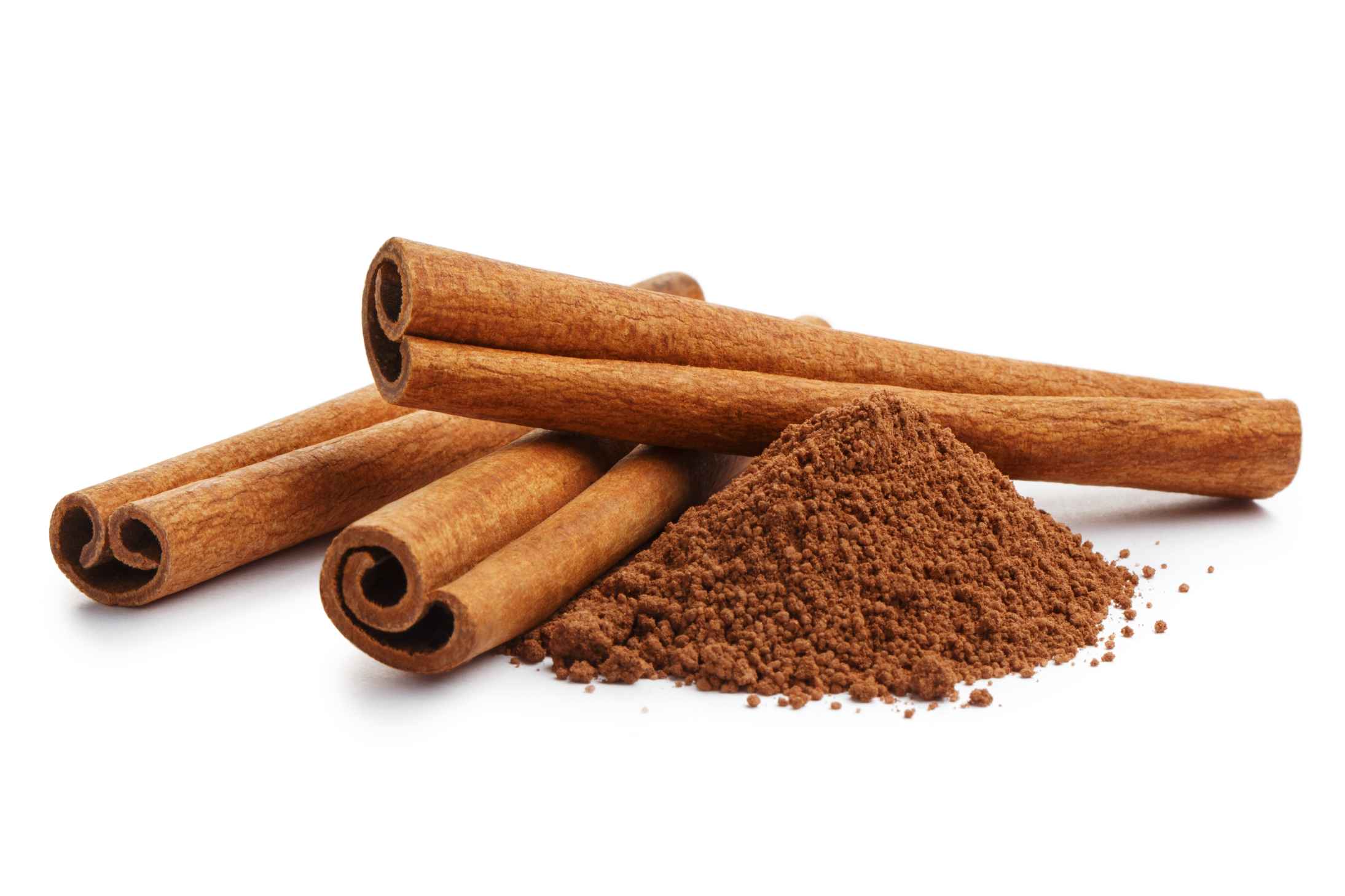 Cinnamon sticks and meal close up