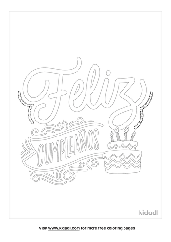 Happy Birthday Spanish Coloring Page | Free Birthdays Coloring Page