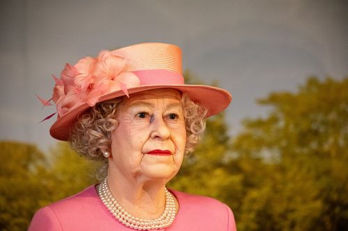 Wax figure of Queen Elizabeth from royal family in England