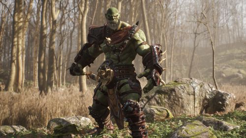 A formidable orc warrior trains before battle 