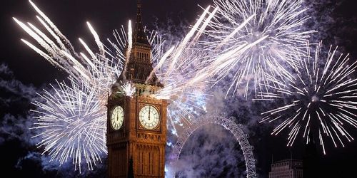 New Year's Eve fireworks over Big Ben