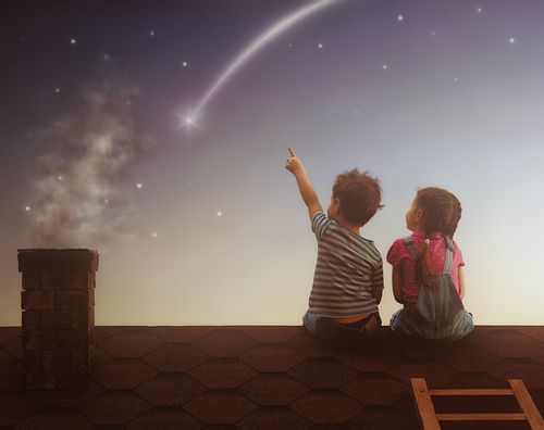 Children looking at space.