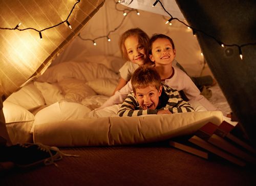 Making an indoor fort with the kids is a fun and cosy activity.