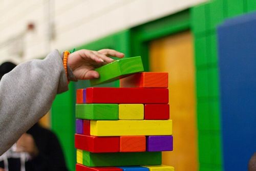 Building a block tower, great block activities for preschool kids