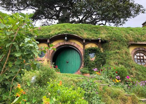 Front door of Bilbo Baggins' house in the Shire, in 'The Hobbit' movie.