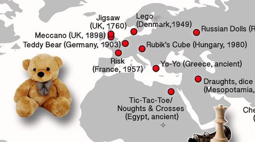 Kidadl have mapped out the origins of your favourite toys.