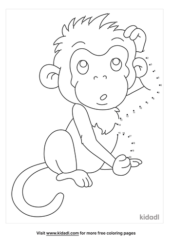 Free Monkey Easy 1 Dot To Dot Printables For Kids Kidadl