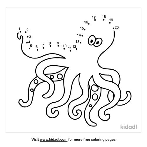 free octopus easy 1 20 dot to dot printables for kids kidadl