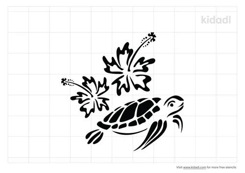 hawaiian-flower-and-turtle-stencil