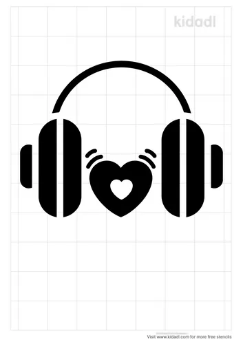 head-phone-heart-beat-stencil