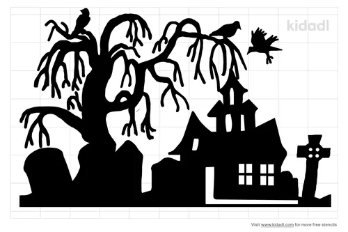 huanted-house-and-graveyard-stencil