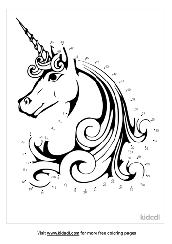 free unicorn medium 1 50 dot to dot printables for kids kidadl