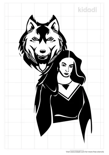native-american-woman-with-wolves-stencil
