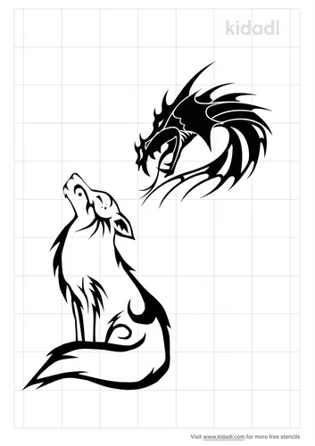 tribal-wolf-and-dragon-stencil
