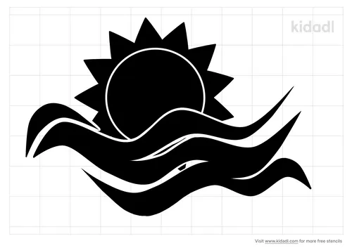 waves-and-sun-stencil