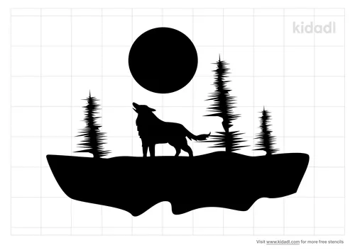 wolf-in-trees-stencil