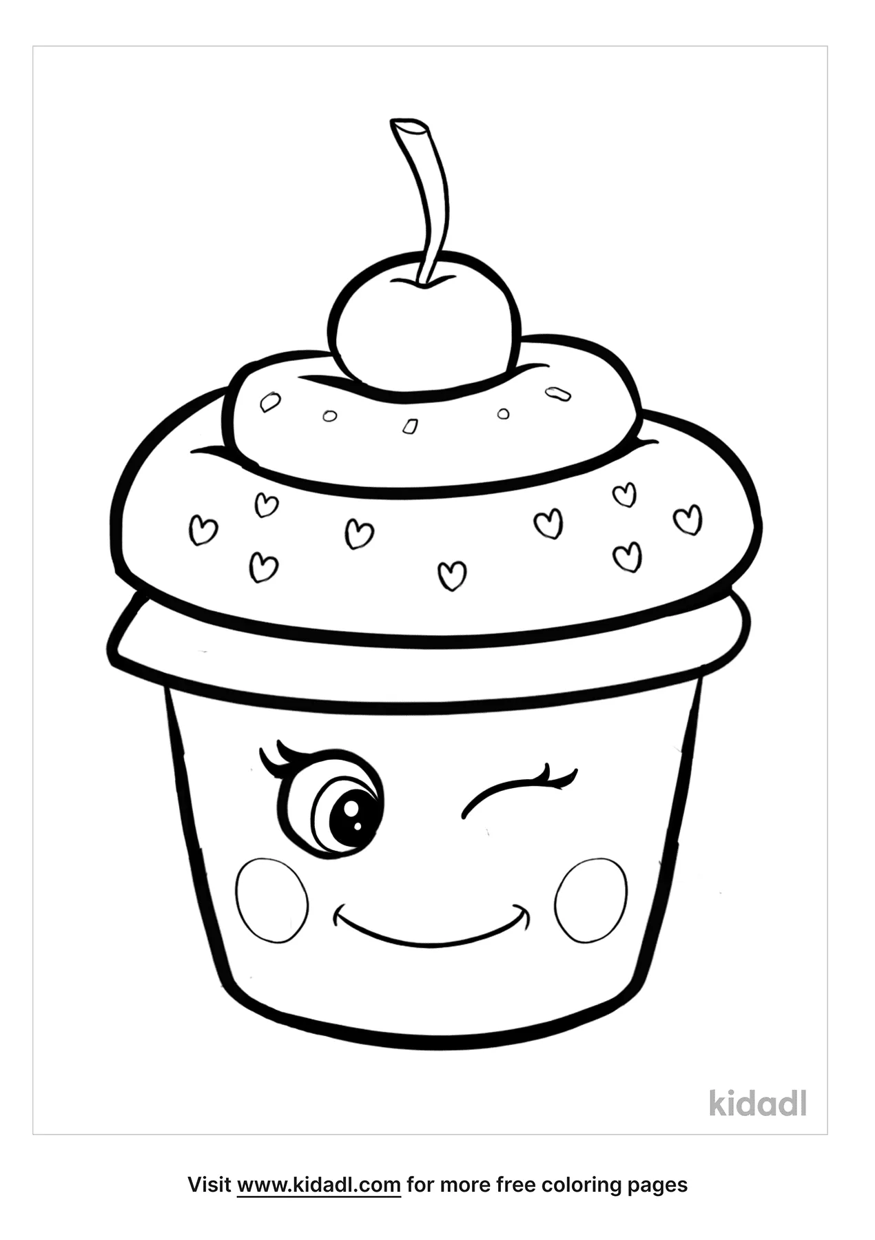 Smily Cartoon Cake Coloring Page