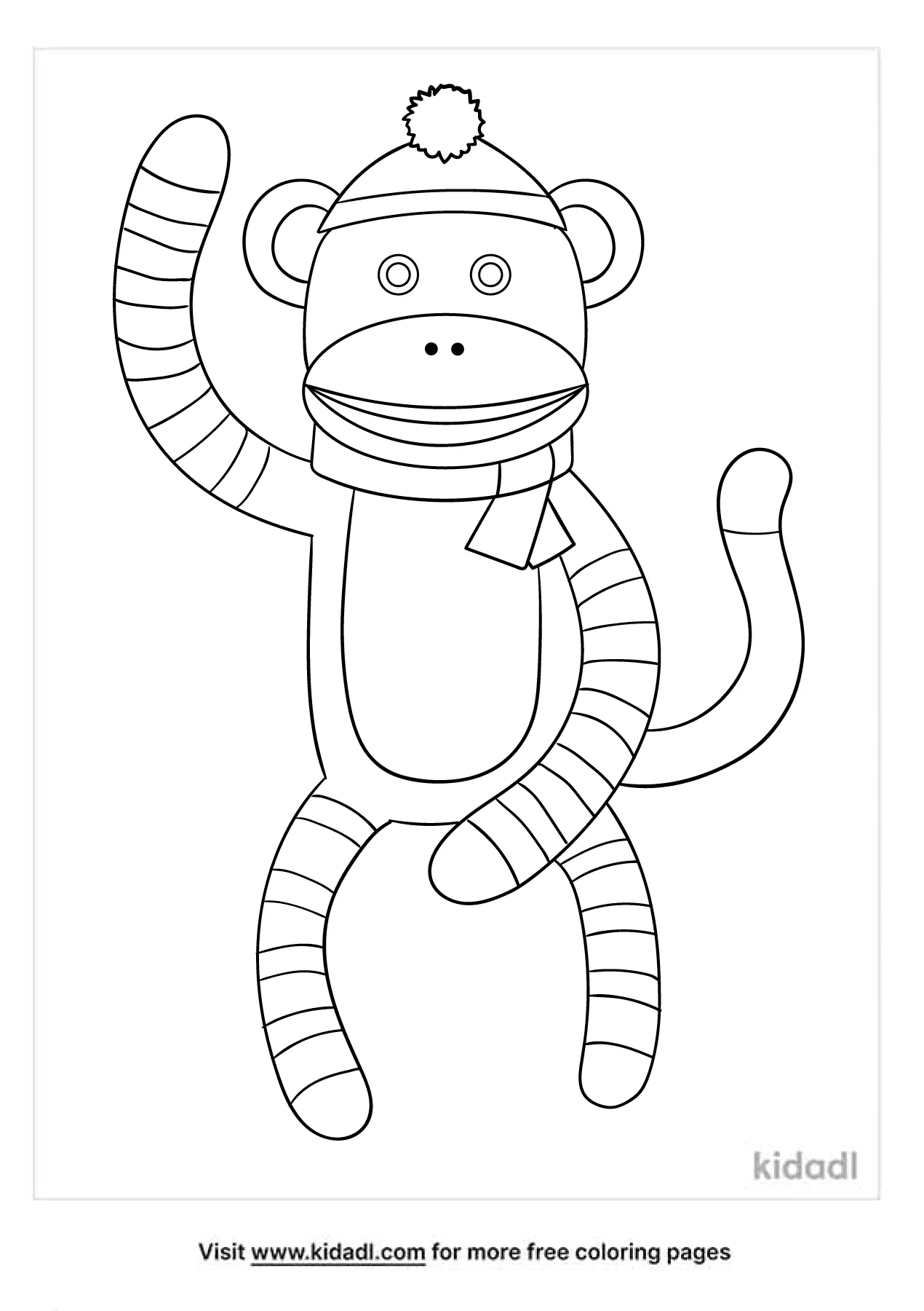 Sock Monkey Coloring Pages Free At Home Coloring Pages Kidadl
