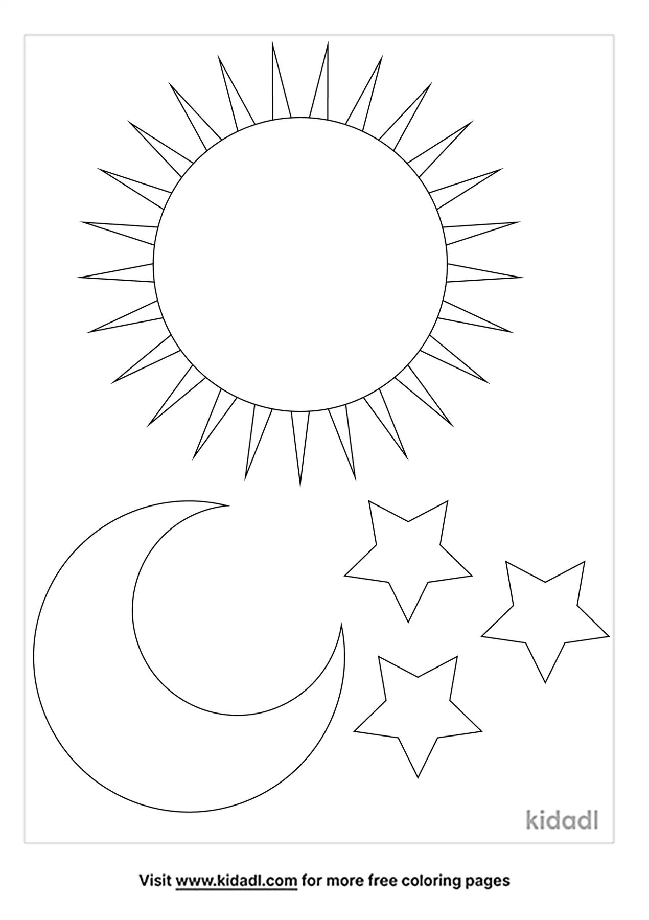 Sun, Moon And Stars Coloring Pages