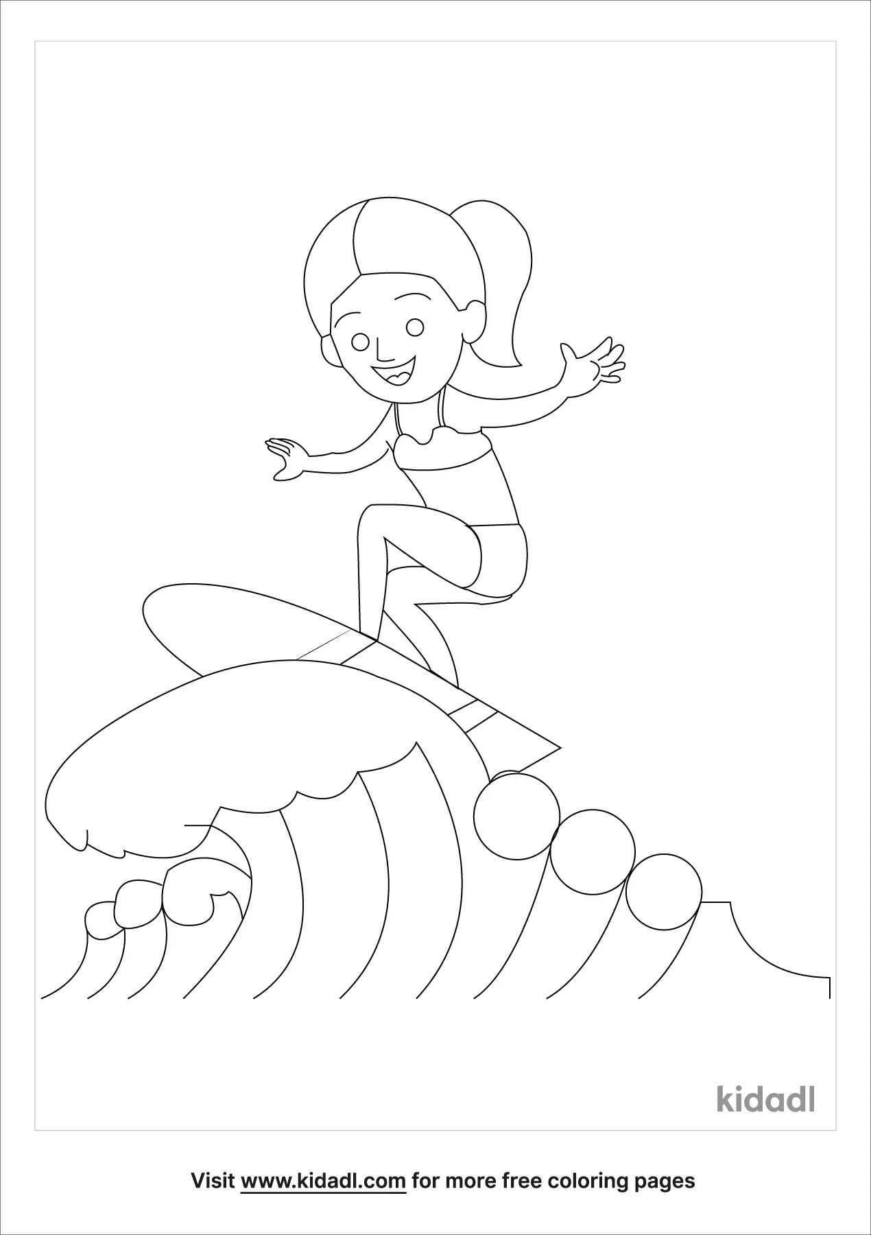 surfing girl coloring pages