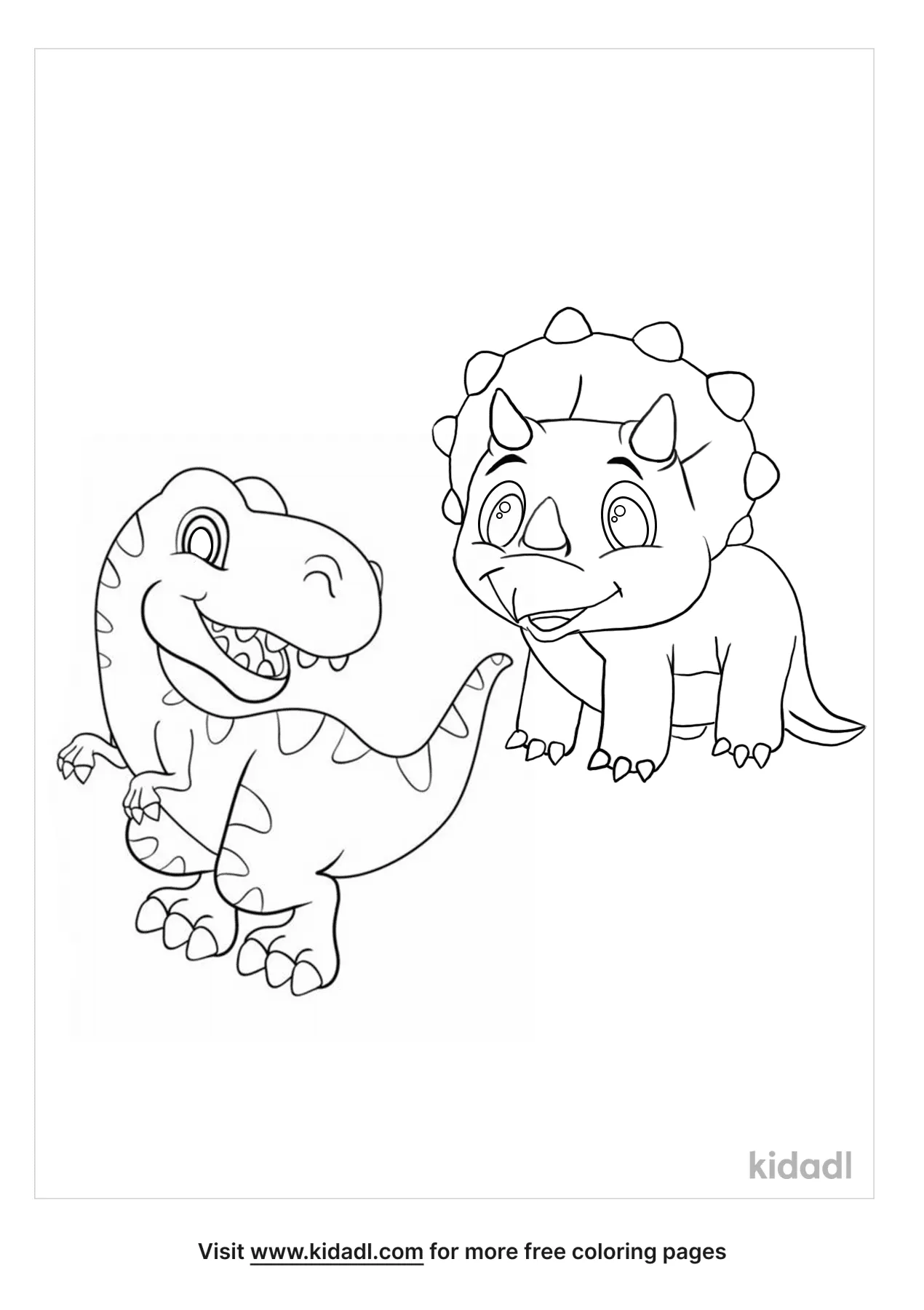 T-Rex And Triceratops Coloring Page