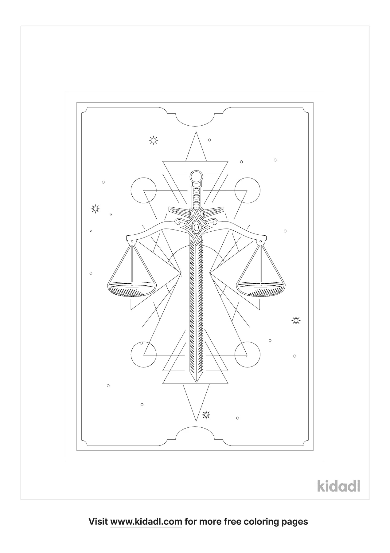 Tarot Justice Coloring Page