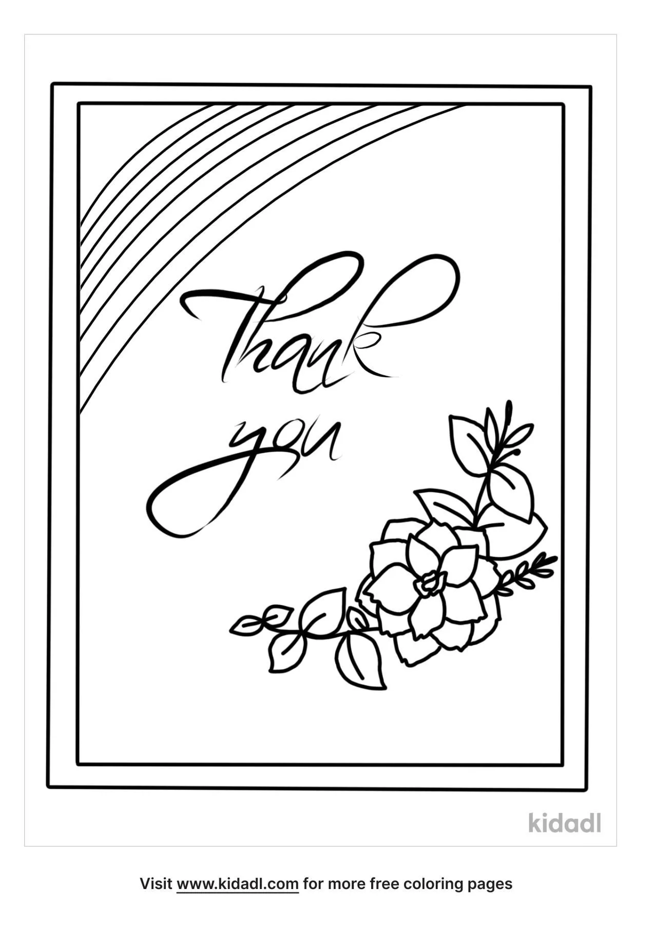Thank You Card With Rainbow Coloring Page