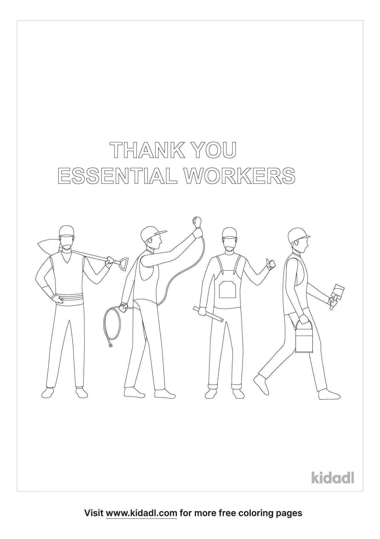 Thank You Essential Workers Coloring Page