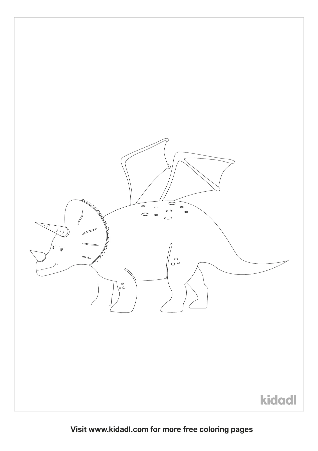 Triceratops With Wings Coloring Page