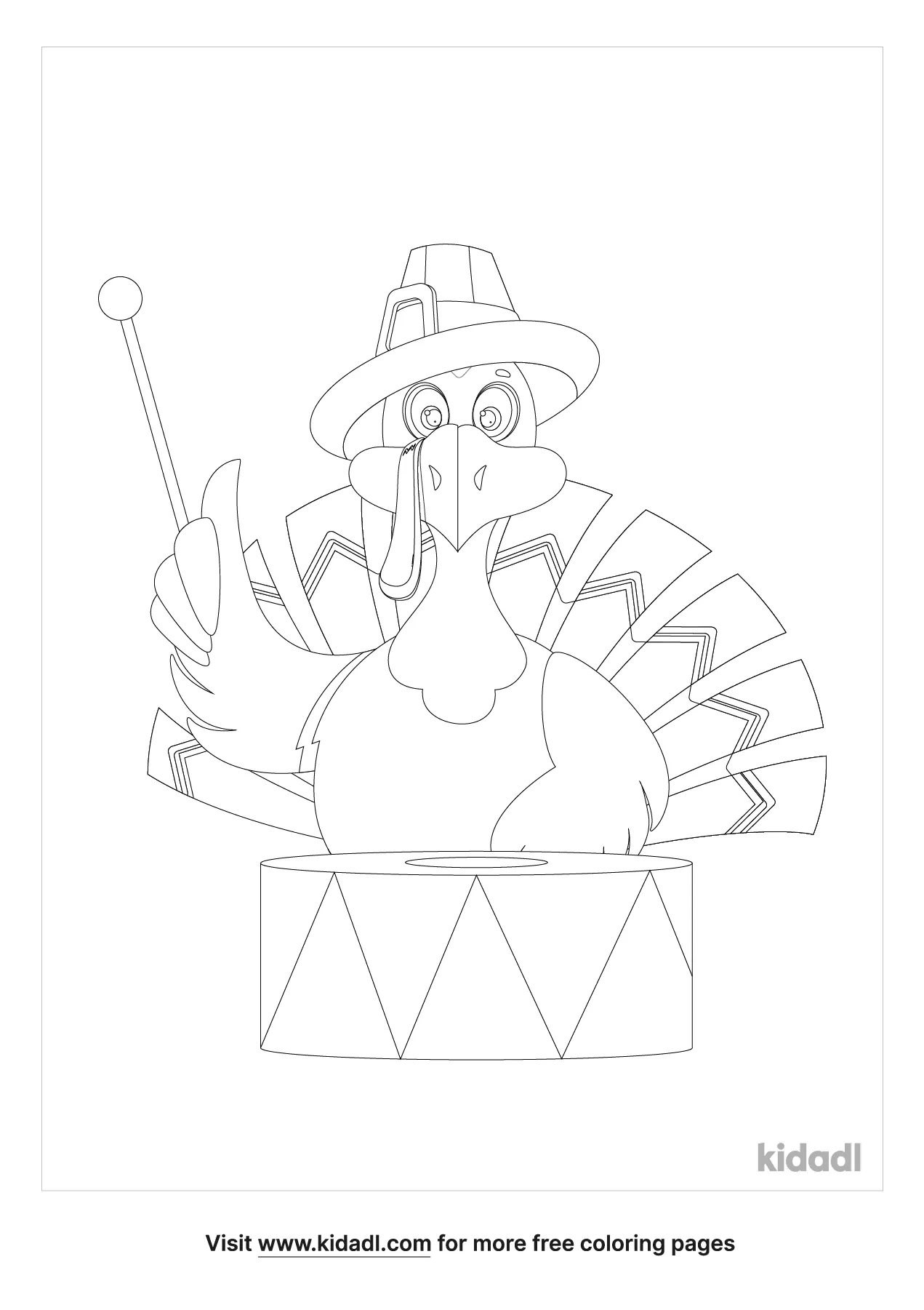 Turkey Playing A Musical Instrument Coloring Page