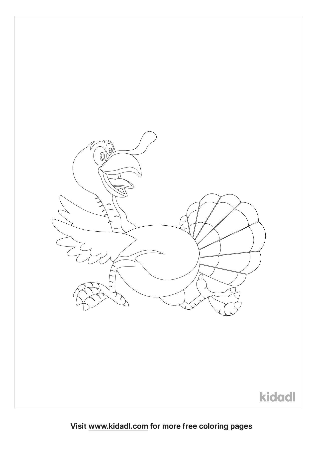 Turkey Running From Pilgrim Coloring Page