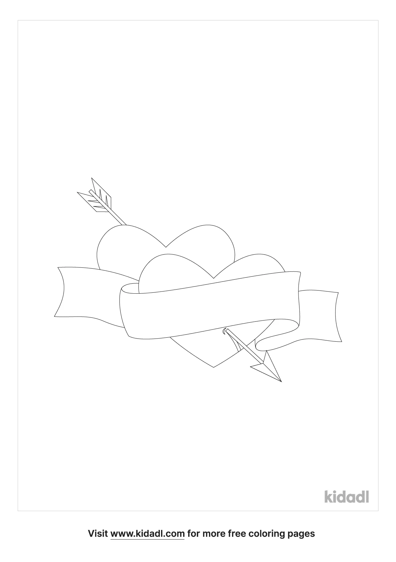 Two Hearts With An Arrow Coloring Page