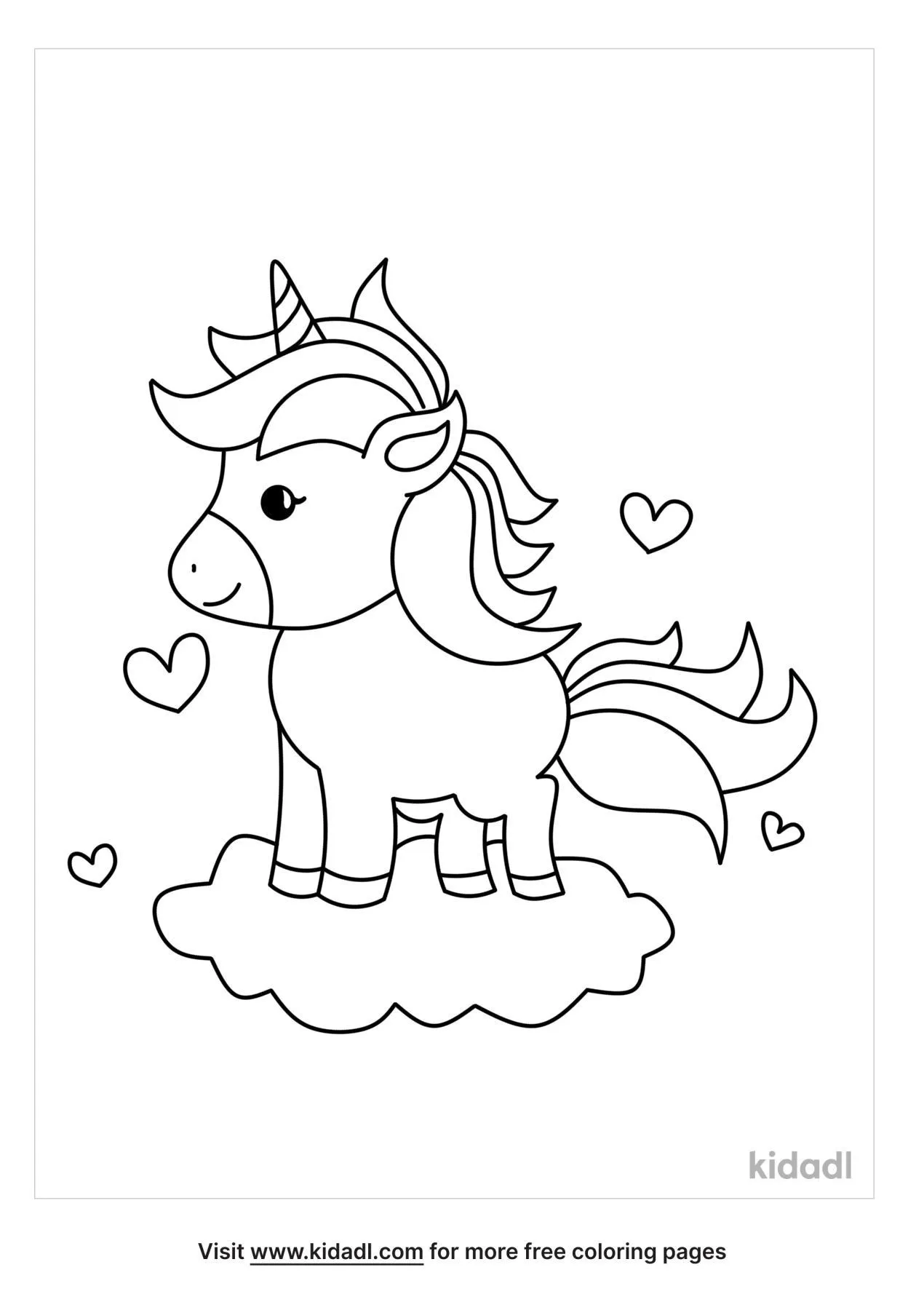 Unicorn On Cloud Coloring Page