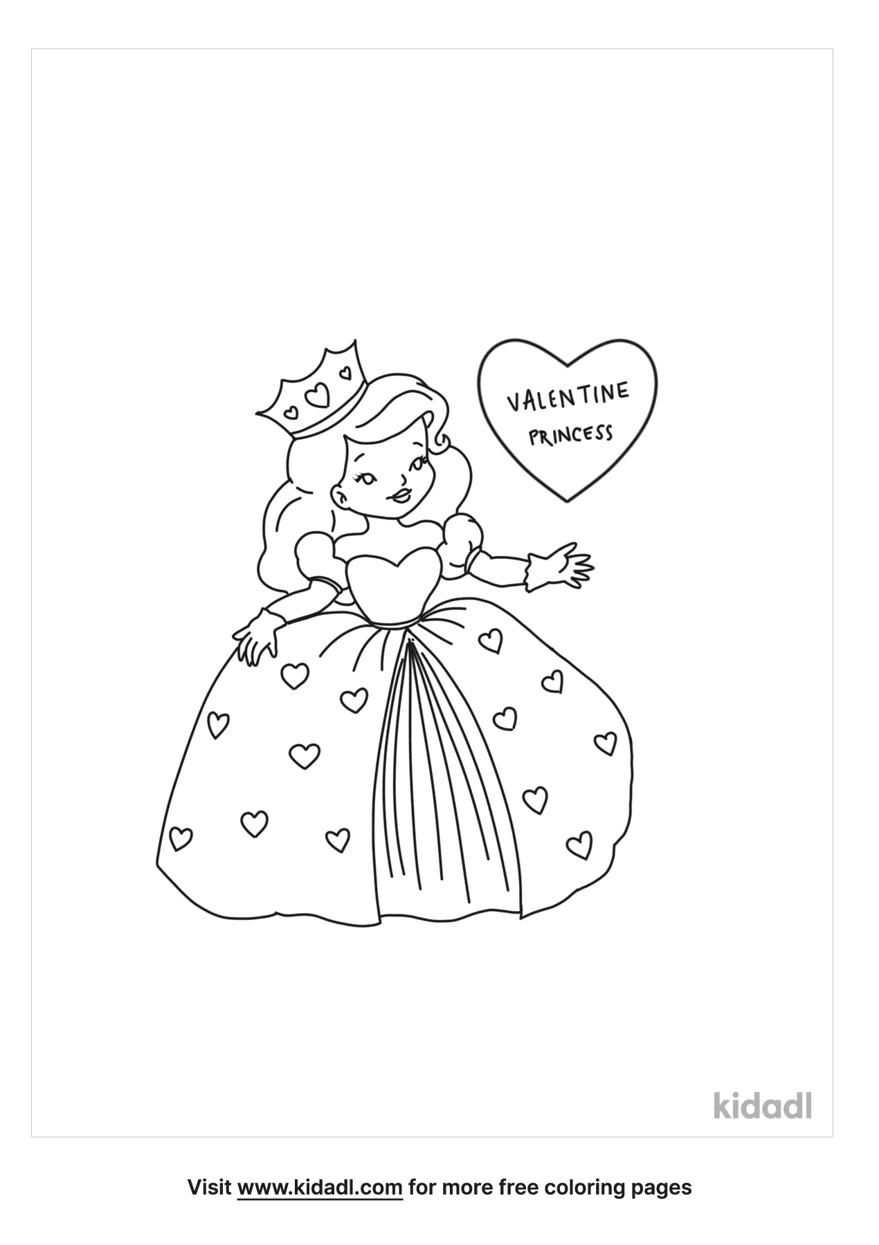 Valentine's Day Princess Coloring Page
