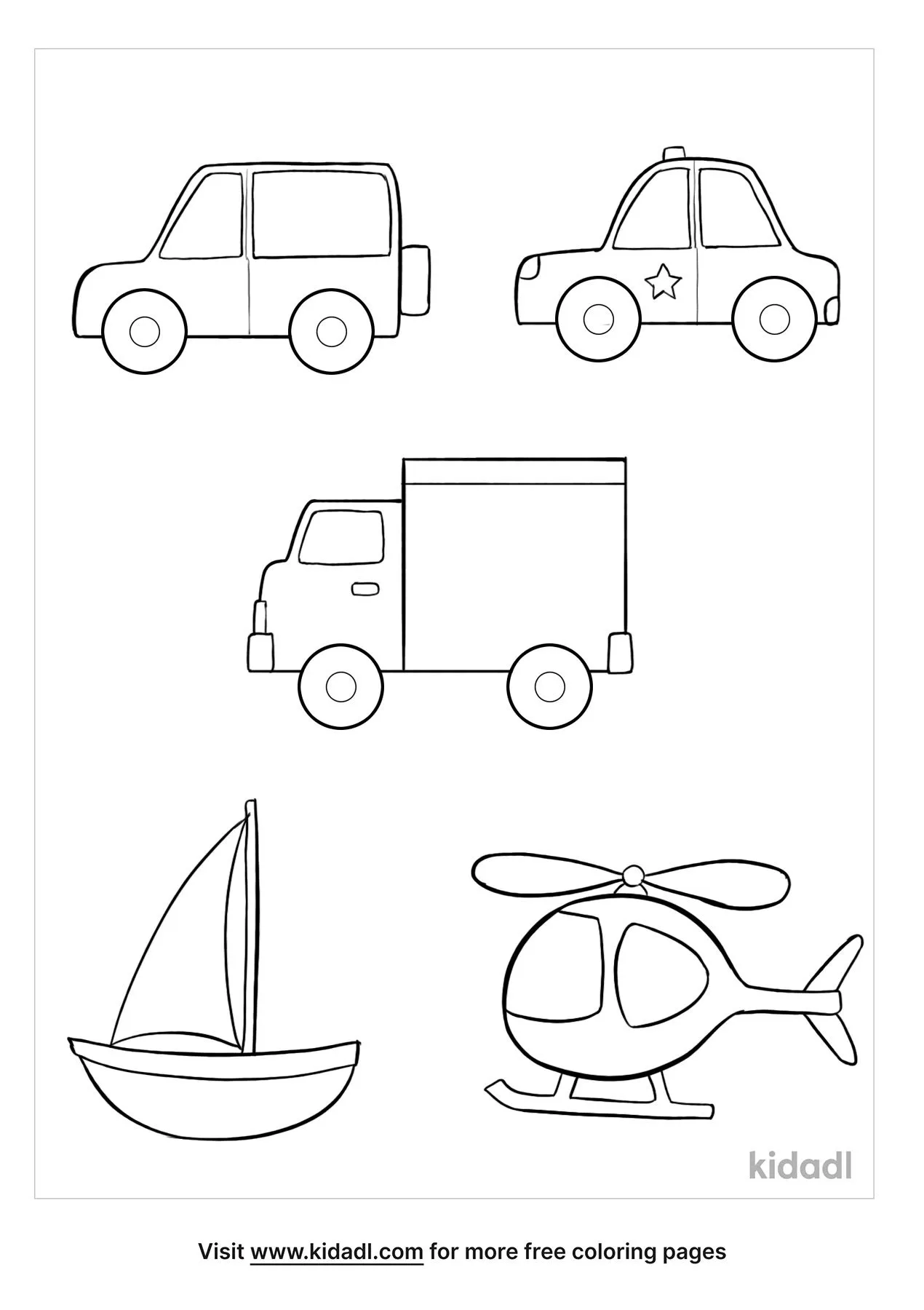 Vehicles Coloring Page