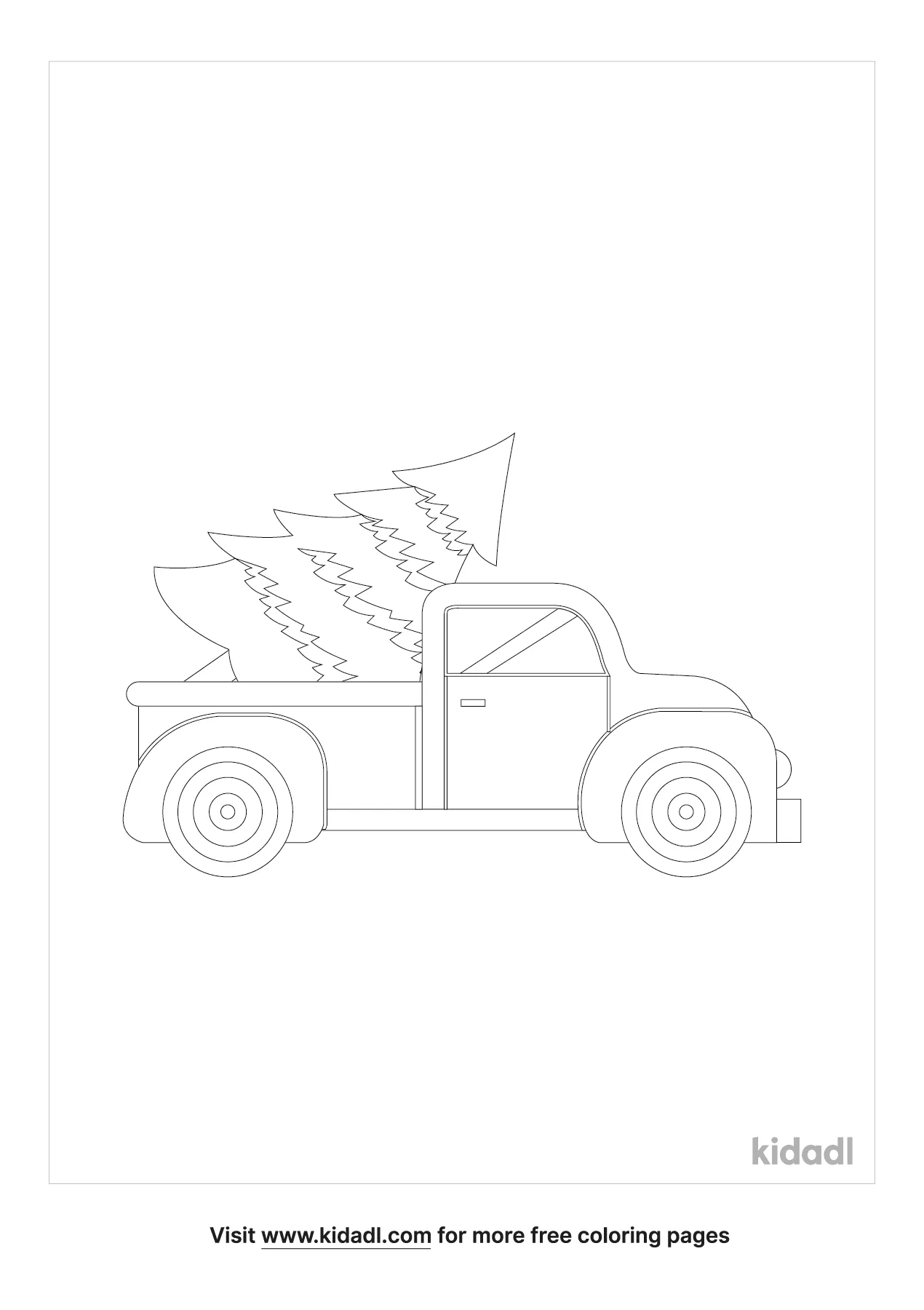 Vintage Truck With Christmas Tree Coloring Page