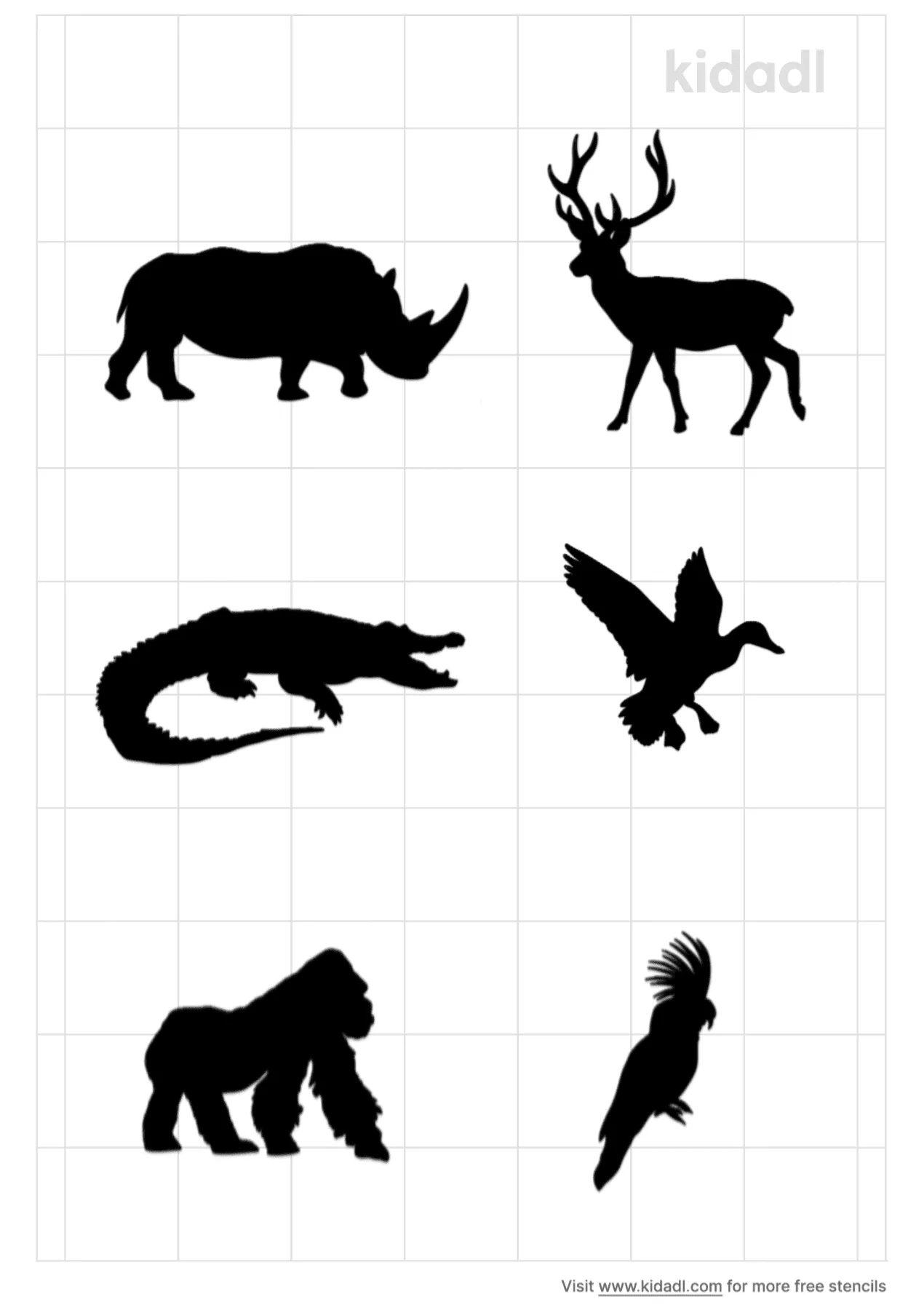 Free Wildlife Animals Stencil | Stencil Printables | Kidadl