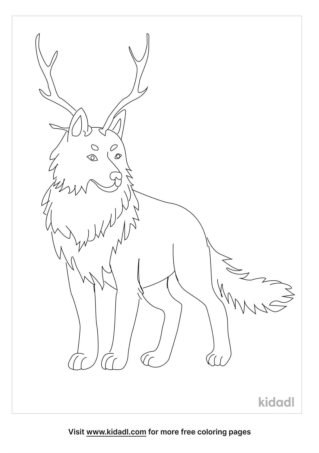 Wolf With Antlers Coloring Page